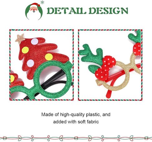 GEMILY Christmas Glitter Glasses Holiday Party Glasses Xmas Decoration Costume Eyeglasses for Adults and Kids 2 PCS in Kuwait