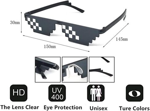 نظارات شمسية للحفلات من JYZOBJHB مكونة من 8 قطع بتصميم فسيفساء منقطة باللون الأسود للجنسين والبالغين in Kuwait