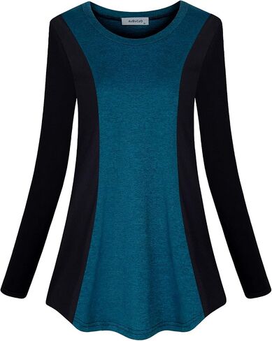 AxByCzD Womens Crewneck Long Sleeve Athletic Shirts Color Block Trendy Casual Workout Tops in Kuwait