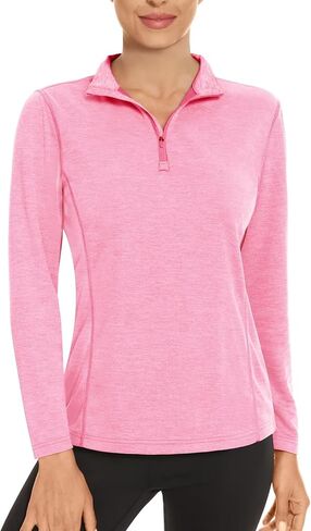 Boladeci قمصان نسائية طويلة الأكمام ربع سحاب بلوفر UPF 50+ حماية من الشمس قمصان غولف طفح الحرس الأشعة فوق البنفسجية SPF القمم in Kuwait