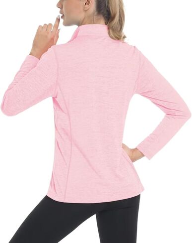 Boladeci قمصان نسائية طويلة الأكمام ربع سحاب بلوفر UPF 50+ حماية من الشمس قمصان غولف طفح الحرس الأشعة فوق البنفسجية SPF القمم in Kuwait