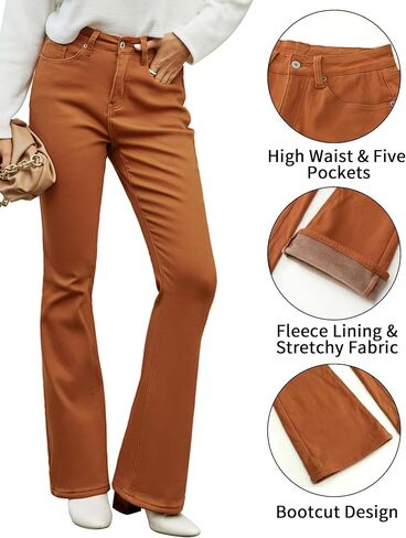 GRAPENT Bootcut Jeans for Women High Waist Stretchy Fleece Lined Pants Flare Jeans Denim Thermal Pants Winter Clothes in Saudi Arabia