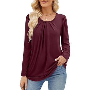 سترة نسائية من ABYOXI بأكمام طويلة وفتحة رقبة واسعة وطيات أمامية قميص أنيق بلوزة فضفاضة غير رسمية موضة خريف 2023 in Kuwait