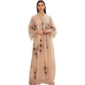 Abaya for Women Muslim Kaftan Floral Maxi Dresses Dubai Turkey Middle East Islam Caftan Ramadan Eid Party Robe