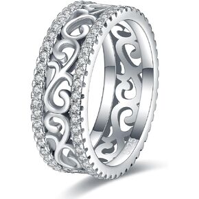 Bolelis Celtic Eternity Wedding Bands Women - 925 Sterling Silver Cubic Zirconia Irish Promise Engagement for Her Size 5-9