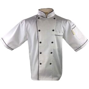 UScarmen Uniform Chef Coat Unisex Short Sleeve Catering Jackets for Food Staff 018 USA Size and Chef Tie