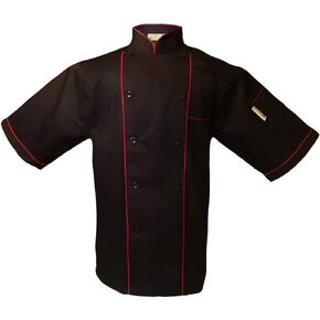 UScarmen Uniform Chef Coat Unisex Short Sleeve Catering Jackets for Food Staff 018 USA Size and Chef Tie