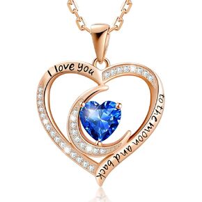 قلادة جوهرة الميلاد للنساء، قلادة من الفضة الإسترليني على شكل قلب مع سلسلة 17.7 بوصة + 2 بوصة، أنا أحبك قلادات دانتي هدايا عيد ميلاد للزوجة والصديقة in Kuwait