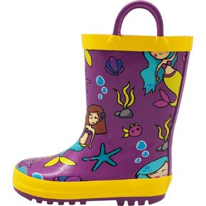 NORTY Rubber Rain Boots for Kids - Waterproof Rubber Boots Boys and Girls Solid & Printed Rainboots for Toddlers and Kids