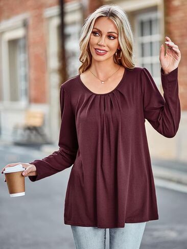 سترة نسائية من ABYOXI بأكمام طويلة وفتحة رقبة واسعة وطيات أمامية قميص أنيق بلوزة فضفاضة غير رسمية موضة خريف 2023 in Kuwait