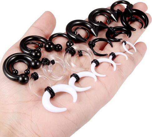 Dyknasz Septum Pincher Tapers 14G 12G 8G 6G 4G حلقات حاجز كبيرة ملولبة داخليًا مدببة على شكل حدوة حصان من الفولاذ المقاوم للصدأ والأكريليك على شكل C مجموعة تمديد الجاموس المتوسع للحاجز in Kuwait