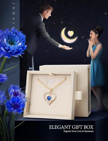 قلادة جوهرة الميلاد للنساء، قلادة من الفضة الإسترليني على شكل قلب مع سلسلة 17.7 بوصة + 2 بوصة، أنا أحبك قلادات دانتي هدايا عيد ميلاد للزوجة والصديقة in Kuwait