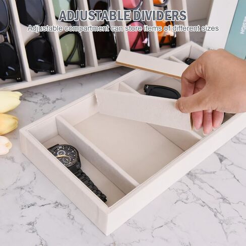 JETEHO 2 Pack Sunglasses Organizer Storage Velvet Jewelry Tray, Glasses Holder Organizer Glasses Organizer Sunglasses Tray Eyeglasses Sunglasses Display Velvet Tray for Jewelry Display Watch Tray in Kuwait