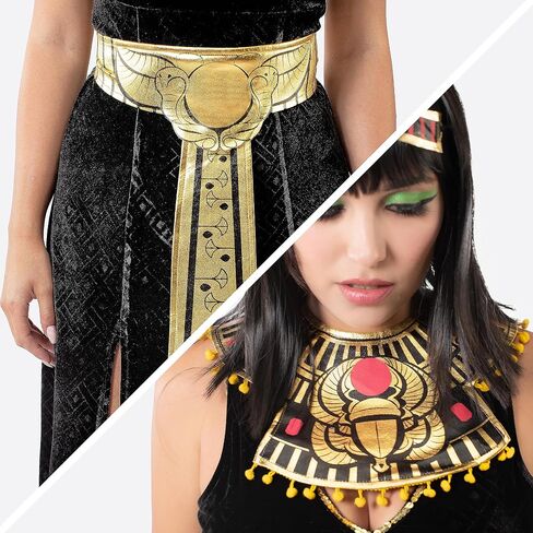 مجموعة أزياء كليوباترا النسائية السوداء من Spooktacular Creations مع قلادة وحزام وعصابة رأس للبالغين in Saudi Arabia