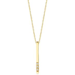 Diamond Bar Necklace for Women | 14k Real Gold Vertical Bar Necklaces | 14k Gold Long Bar Pendant Necklace | Delicate Diamond Jewelry | Gifts for Christmas, 18" in Kuwait
