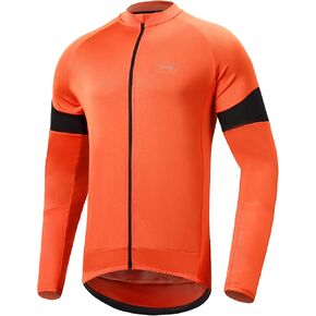 Dooy Men's Cycling Bike Jersey Long Sleeve Full Zipper Biking Shirt with Pockets, Breathable MTB Shirts Basic Series in Kuwait