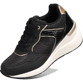 أحذية K KIP WOK النسائية ذات الكعب العالي بكعب عريض وأربطة ومنصة مخفية خفيفة الوزن كاجوال مكتنزة على الموضة أحذية رياضية للسيدات in Kuwait