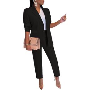طقم ملابس نسائية كاجوال مكون من قطعتين للعمل وأكمام طويلة، طقم سراويل عمل احترافية للمكتب in Kuwait