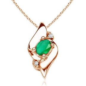 Angara 5x3mm Natural Gemstone Shell Pendant Necklace for Women, Girls in Sterling Silver / 14K Solid Gold, Fine Jewelry Gift for Her Birthday, Wedding, Anniversary, Engagement