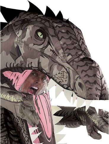 بارتي سيتي زي ديناصور قابل للنفخ للبالغين من جيانوتوسورس، عالم جوراسيك، يتضمن صندوق صوت ومروحة، مقاس واحد، متعدد الالوان، قياسي in Kuwait