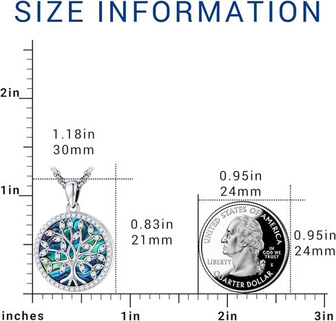 قلادة Eusense أذن البحر من الفضة الإسترليني 925 قلادة شجرة الحياة للنساء مجوهرات أذن البحر قلادة أذن البحر الطبيعية قلادة شجرة الحياة المستديرة مجوهرات حجر الراين زركون مكعب in Kuwait
