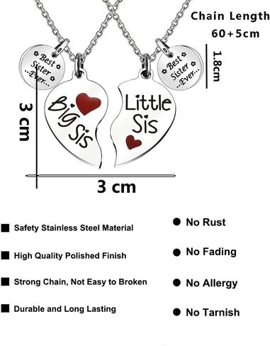 أفضل أخت على الإطلاق الأخت الأخت الصغيرة المعلقات القلائد الصديقة ابنة القلب قلادة مجوهرات in Kuwait