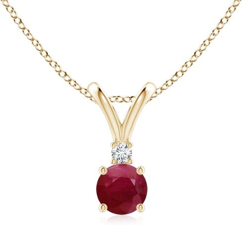Angara Natural Ruby Solitaire Pendant Necklace with Diamond in Sterling Silver/14k Solid Gold/Platinum, Girls with 18" Chain | July Birthstone Jewelry Gift for Her in Saudi Arabia