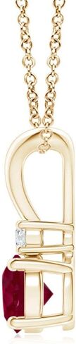 Angara Natural Ruby Solitaire Pendant Necklace with Diamond in Sterling Silver/14k Solid Gold/Platinum, Girls with 18" Chain | July Birthstone Jewelry Gift for Her in Saudi Arabia