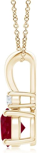 Angara Natural Ruby Solitaire Pendant Necklace with Diamond in Sterling Silver/14k Solid Gold/Platinum, Girls with 18" Chain | July Birthstone Jewelry Gift for Her in Saudi Arabia