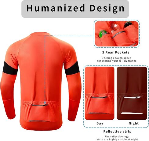 Dooy Men's Cycling Bike Jersey Long Sleeve Full Zipper Biking Shirt with Pockets, Breathable MTB Shirts Basic Series in Kuwait