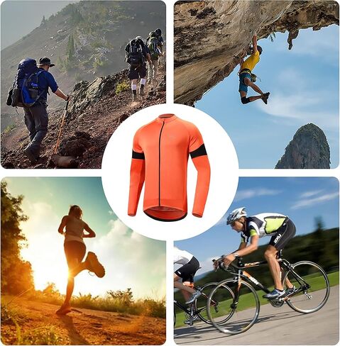 Dooy Men's Cycling Bike Jersey Long Sleeve Full Zipper Biking Shirt with Pockets, Breathable MTB Shirts Basic Series in Kuwait