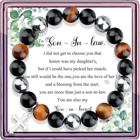 هدايا ابنة القانون، سوار ابنة القانون، خرز العقيق الأرجواني، هدية زفاف ابنة القانون، هدية ابنة المستقبل في القانون، أنت أيضًا ابنتي في القلب in Kuwait