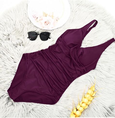 Holipick One Piece Swimsuit for Women Tummy Control Push Up 1 Piece Bathing Suit Slimming V Neck Swimwear in Kuwait