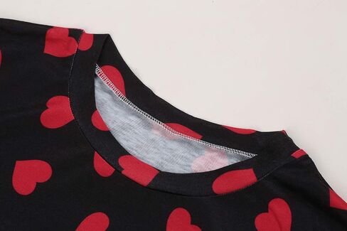 Valphsio Womens Long Sleeve Heart Prints Blouse Crew Neck Valentines Tshirt Sweatshirt in Kuwait
