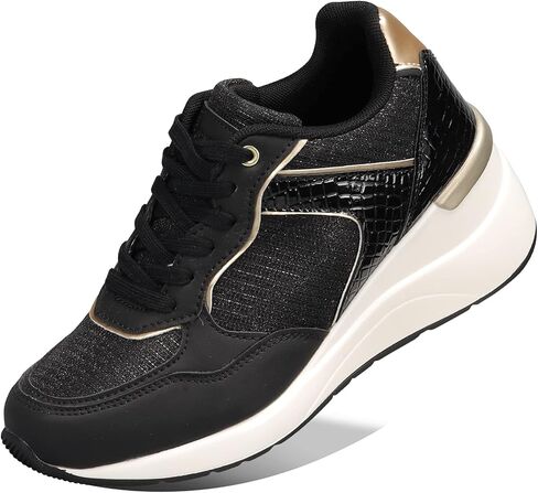 أحذية K KIP WOK النسائية ذات الكعب العالي بكعب عريض وأربطة ومنصة مخفية خفيفة الوزن كاجوال مكتنزة على الموضة أحذية رياضية للسيدات in Kuwait