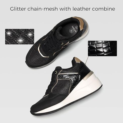 أحذية K KIP WOK النسائية ذات الكعب العالي بكعب عريض وأربطة ومنصة مخفية خفيفة الوزن كاجوال مكتنزة على الموضة أحذية رياضية للسيدات in Kuwait