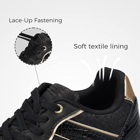 أحذية K KIP WOK النسائية ذات الكعب العالي بكعب عريض وأربطة ومنصة مخفية خفيفة الوزن كاجوال مكتنزة على الموضة أحذية رياضية للسيدات in Kuwait