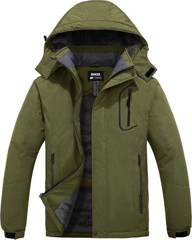 Skieer Men's Mountain Waterproof Ski Jacket Winter Rain Jacket Warm Fleece Snow Coat in Kuwait