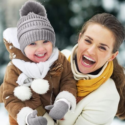 2 Sets Toddler Hats and Gloves Fleece Lined Beanie Babies Girl Toddler Beanie Boy Hat with Winter Warm Mittens Thick in Saudi Arabia