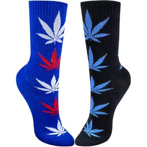 DAZCOS Unisex Maple Leaf Socks Multicolor 2 Pairs for Halloween Christmas Thanksgiving Day