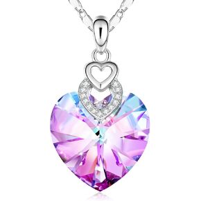 PLATO H 3 Heart Crystal Necklace for Women Gifts for her Pendant Crystal Jewelry Necklace for Girl Wedding Gifts for Anniversary Day Mother's Day Valentine’s Day Birthday