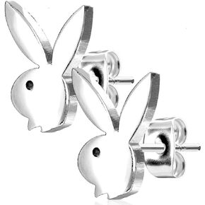 زوج أقراط من الستانلس ستيل 316L من بلاي بوي باني (فضي) in Kuwait