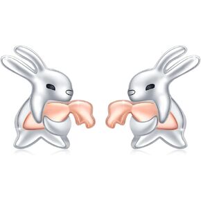 Rabbit Stud Earrings 925 Sterling Silver Bunny Earrings for Women Girls Cute Rabbit Carrot Earrings in Saudi Arabia