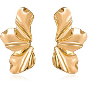 Vintage Punk Gold Statement Flower Geometric Irregularity Floral Stud Earrings for Women Teen Girls in Kuwait