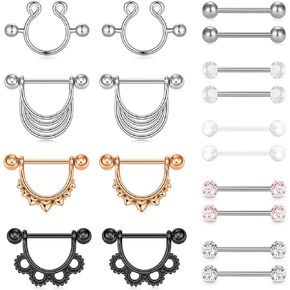 Anicina 14G Nipple Rings Nipplering for Women 14mm 16mm Straight Tongue Rings Barbell Nipple Rings Piercing Jewelry