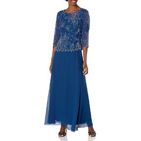 J Kara Women's BOAD Neck Asymetrical Beaded Dress