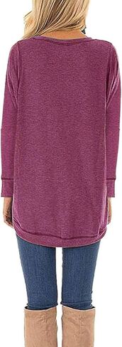 جوم ديزين بلوزة تونيك كاجوال فضفاضة باكمام قصيرة وفتحة جانبية للنساء in Kuwait