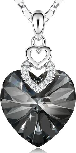 PLATO H 3 Heart Crystal Necklace for Women Gifts for her Pendant Crystal Jewelry Necklace for Girl Wedding Gifts for Anniversary Day Mother's Day Valentine’s Day Birthday in Saudi Arabia
