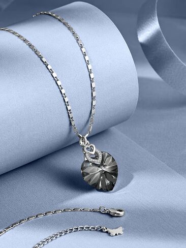 PLATO H 3 Heart Crystal Necklace for Women Gifts for her Pendant Crystal Jewelry Necklace for Girl Wedding Gifts for Anniversary Day Mother's Day Valentine’s Day Birthday in Saudi Arabia