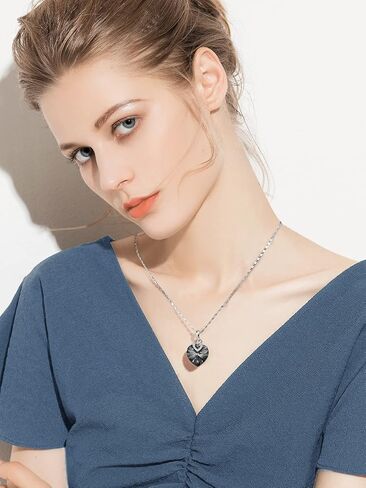 PLATO H 3 Heart Crystal Necklace for Women Gifts for her Pendant Crystal Jewelry Necklace for Girl Wedding Gifts for Anniversary Day Mother's Day Valentine’s Day Birthday in Saudi Arabia